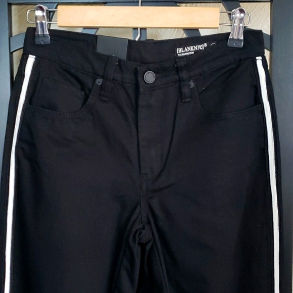 BLANK NYC The Rivington Black with White Stripe High Rise Jeans - Picture 3 of 9